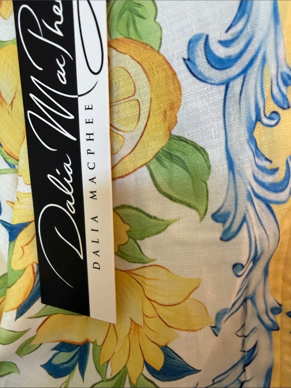 Yellow Floral Mini Dress with Blue Accents - Picture 2 of 5